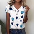 thumbnail image 1 of Camisetas con cuello en V para mujer, camiseta de flores, Top de manga corta informal suelto, camiseta divertida con patrón de rayas para mujer, camiseta informal Harajuku, 1 of 4