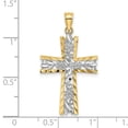 thumbnail image 2 of 18mm 14k With Rhodium Religious Faith Cross With Sparkle-Cut Edge and White Flower Design Center Pendant Necklace for Wo, 2 of 2