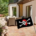 thumbnail image 3 of 3x5ft Pirate Flag,Skull and Crossbones Jolly Roger Flag With Red Handkerchief - Bright Colors And Fading - Canvas Head And Double Seams, 3 of 9