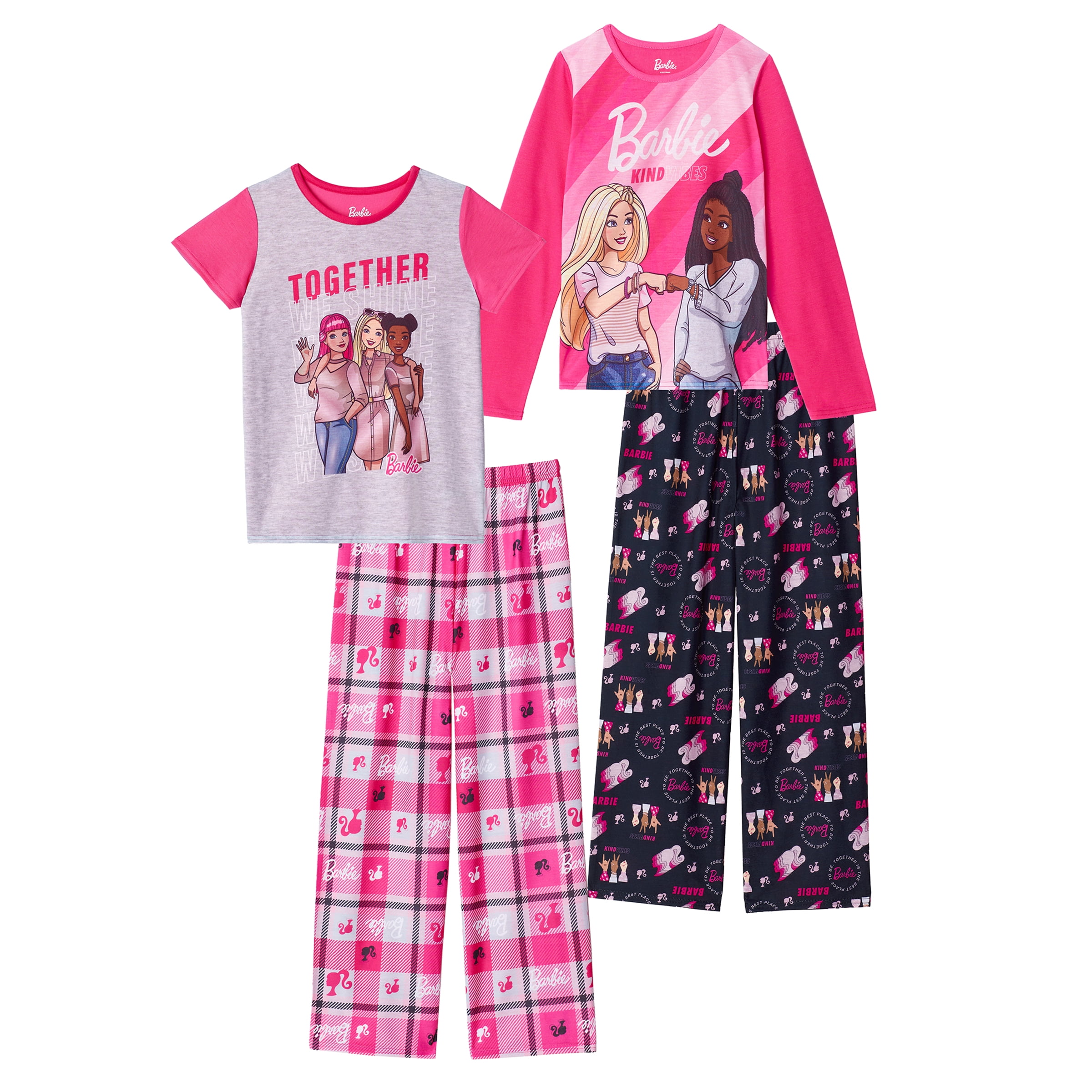 Barbie Barbie Girls Pajama Pants And Sleep Shirt Sets For Kids 4 Piece