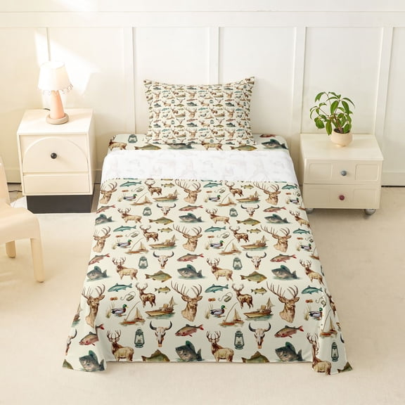 Erosebridal Wild Animal Deer Twin Sheet Sets,Rustic Mallard Duck Bedding For Boys Kids 3pcs