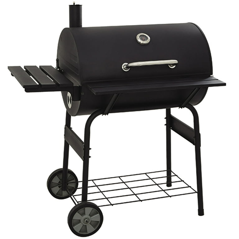 Charcoal Grill, Portable Charcoal Grill and Offset Smoker, Stainless Steel BBQ  Smoker with Wood Shelf, Thermometer, Wheels, Charcoal BBQ Grill for Outdoor  Picnic, Patio, Backyard, Camping, JA1170 
