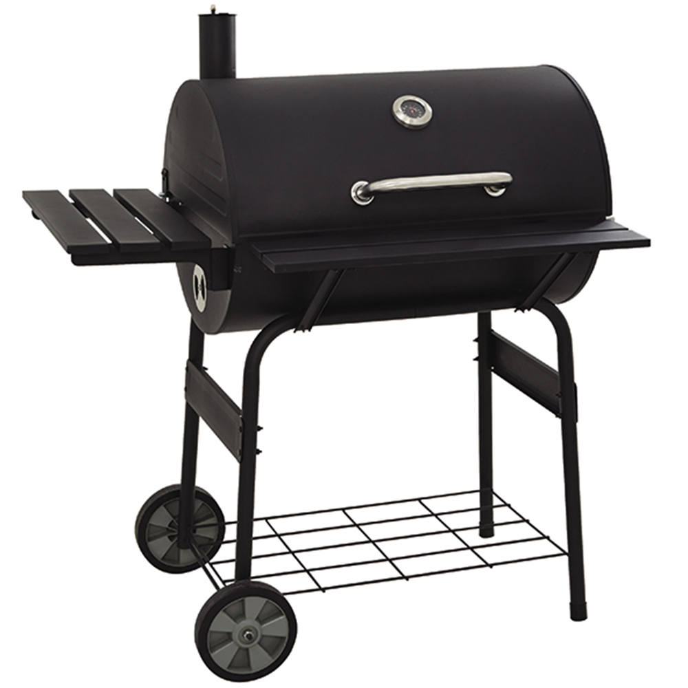 Portable Charcoal Grill and Offset Smoker, Stainless Steel BBQ Charcoal Grill with Wood Shelf, Thermometer, Wheels, Charcoal BBQ Grill for Outdoor Picnic, Patio, Backyard, Camping, JA2883 - image 1 of 6