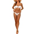 thumbnail image 2 of Women's Bandeau Bikini Sets, Ribbed Bowknot Strapless with Bottoms 2 Piece Swimwear Bathing Suit Swimsuit Small White, 2 of 5