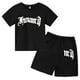 thumbnail image 2 of Ropa para niños con estampado de marca gótica, conjunto de camiseta y pantalones cortos de verano para adolescentes, 2 piezas, manga corta, moda informal para niños y niñas, 2 of 5