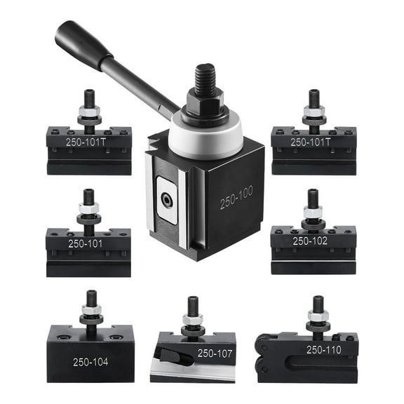 VEVOR Quick Change Tool Post Set, 8 Pcs, Includes Lathe Tool Holders, Wedge Type Tool Post with Turning Tool Holder Accessories, Fit for Mini Lathe & Metal Lathe 6"-12" Swing, Durable Steel Material