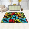 thumbnail image 2 of Dreamtimes Retro Colorful Dinosaur Area Rug 72 x48in Abstract Dino Non-Slip Floor Carpet Comfort Floor Mats Decor for Indoor Living Dining Room and Bedroom Area, 2 of 7