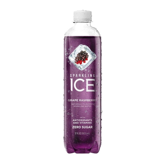 Sparkling Ice Naturally Flavored Sparkling Water, Grape Raspberry, 17 oz (Pack of 12)