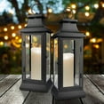 thumbnail image 4 of Serene Spaces Living Black Hurricane Lanterns with Clear Glass Panels, 15" Tall and 5" Diameter, 4 of 7
