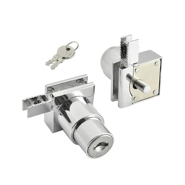Cabinet Lock Chrome Widely Applicable Multipurpose No Drills Handy Installation Door Latch with Key Sliding Glass Home Supplies
