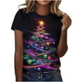 thumbnail image 3 of Craaazy Women's Shirts Christmas Printed Crew Neck Short Sleeved Top Gifts, 3 of 5