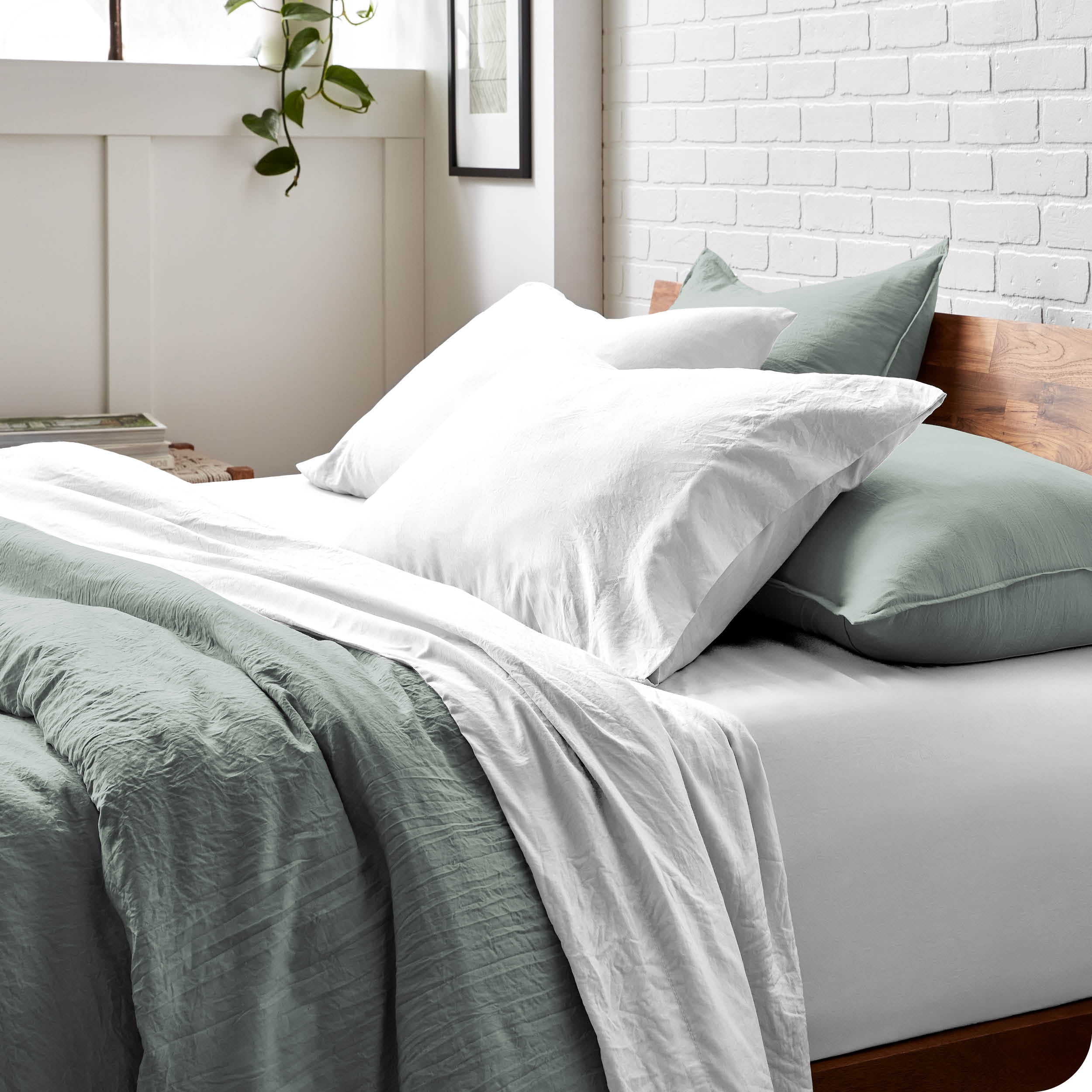Bare Home Sandwash Microfiber Duvet Cover & Sham Set, Full, Slate, 3-Pieces