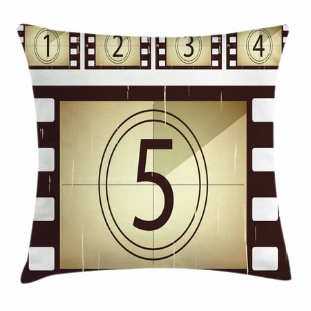 Movie Theater Throw Pillow Cushion Cover Scratched Film Strips