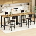 thumbnail image 4 of Baxluxe Retro Bar Table Set for 2, Counter Height Dining Table Set with 2 Leather Bar Stools, Wooden Rectangle Kitchen Table and Chairs Set, 3 Pieces Pub Table Set for Breakfast Nook, Brown, 4 of 6