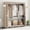 Beige, variant on Clothes Organizer 3 Hanging Rod Shelf Portable Closet with Cover Clothes Rack Standing Closet Beige Clothes Storage Wardrobe Garment Cabinet