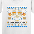 thumbnail image 4 of Inktastic Happy Hanukkah Sweater Style Design with Menorah and Dreidel Youth T-Shirt, 4 of 5
