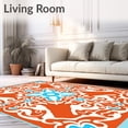 thumbnail image 2 of ODIKA 5'x7' Machine Washable Non-Slip Area Rug, Berber Constellation Abstract Swirl Medallion High Traffic Rug with Pad, Orange, 657086, 2 of 8