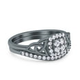thumbnail image 2 of Black Tone, Simulated Cubic Zirconia Size-9 Celtic Bridal Set Two Piece Vintage Wedding Engagement Anniversary Ring Band 925 Sterling Silver, 2 of 7