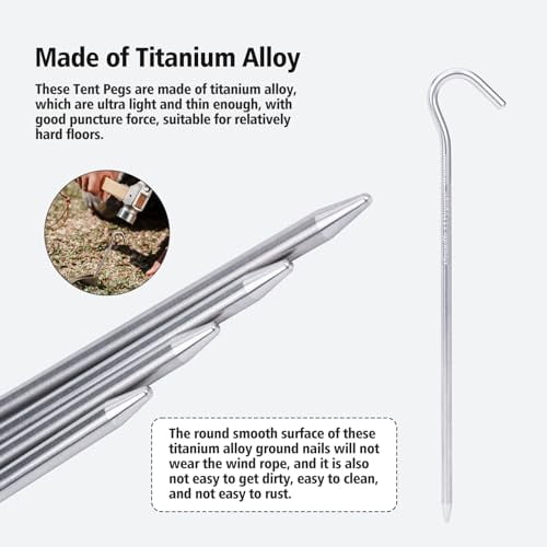 iBasingo Titanium Alloy Pegs Camping Tent Pegs Portable Elbow Grass Nail Tent Hardware