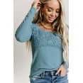 thumbnail image 4 of Redhotype Sky Blue Lace Top - V-Neck, Long Sleeves, Flattering Fit!, 4 of 6