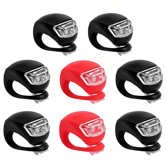 LADYGYM 8 Pack Bicycle Light,Silicone LED Bike Light Set,4 PCS Bike Headlight and 4 Pcs Taillight (Red & White)-Multi-Purpose Waterproof