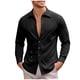 thumbnail image 2 of Ceisia Men's Relaxed Fit Stretch Long Sleeve Turndown Collar Shirt with Asymmetric Placket Black XL Gifts, 2 of 8