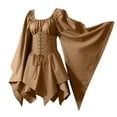 thumbnail image 5 of Manxivoo Party Dress Medieval Costume for Womens with Corset Traditional Dress Women M Cosplay Gothic Retro Long Sleeve Womens Dresses Khaki, 5 of 8