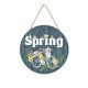 thumbnail image 1 of LSLJS Letrero de bienvenida de primavera para puerta de entrada, decoraciones de Pascua de 11.4 pulgadas, placa de madera rústica para colgar en la pared con patrón de flores, coronas florales de, 1 of 3