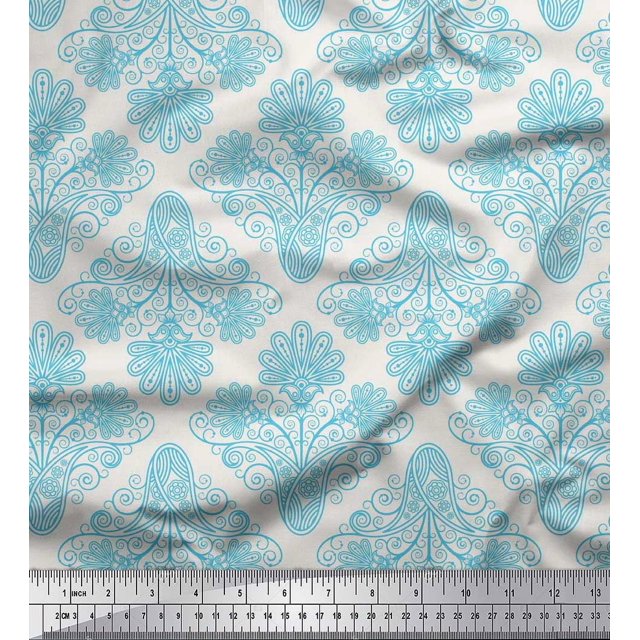 Soimoi Rayon Crepe Fabric Swirls & Paisley Decor Fabric Printed Yard 46 Inch Wide