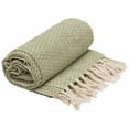 thumbnail image 1 of Benzara BM123985 Jeter Couverture Vert Lime & Blanc Réversible avec Glands Jette pour Canapé Canapé Chaise, 1 of 1