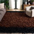 thumbnail image 3 of Safavieh Leather Doroteja Striped Shag Area Rug, Brown/Black, 4' x 6', 3 of 7