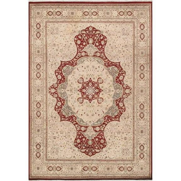 9 ft. 11 in. x 14 ft. 3 in. Tabriz Hand-Knotted Silk & Wool Area Rug