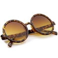 thumbnail image 4 of Classic Retro Horn Rimmed Neutral-Colored Lens Round Sunglasses 52mm (Tortoise / Amber), 4 of 4