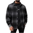 thumbnail image 2 of LEKWK Mens Flannel Shirts Plaid Long Sleeve Button Down Shirt Collar Lightweight Fall Winter Casual Outerwear for Business Casual Work Office, 2 of 9