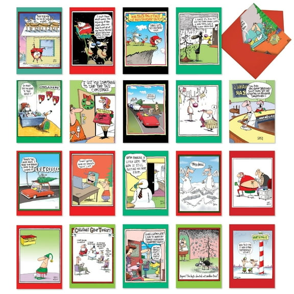 NobleWorks 20 Assorted set Funny Christmas Greeting Cards w/5 x 7 Inch Envelopes (20 Designs, 1 Each) A McCoy Bros. Christmas AC7139XSG-B1x20