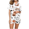 thumbnail image 7 of Halloween Silk Pajamas Women Casual Halloween Print Pajama Short Out Soft Two Piece Women Sleepwear Set White XL, 7 of 7