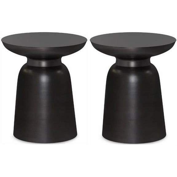 Home Square 2-Piece 17 " Metal Accent Side Table Set in Antique Copper