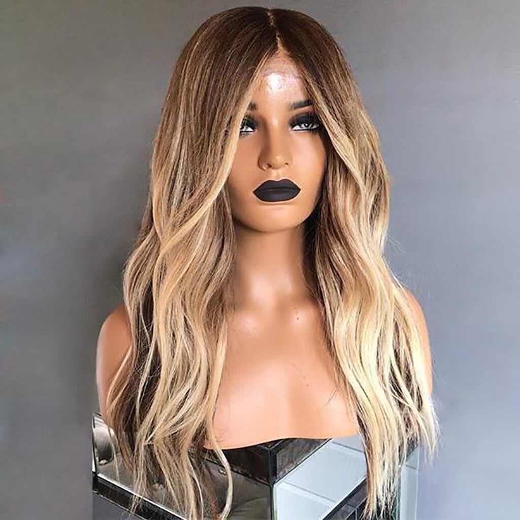 DOPI Human Hair Wigs For Women Black Color Natural Lace Hair Natural Colors Wig Gradient Long Curly Hair Synthetic Wig Fash