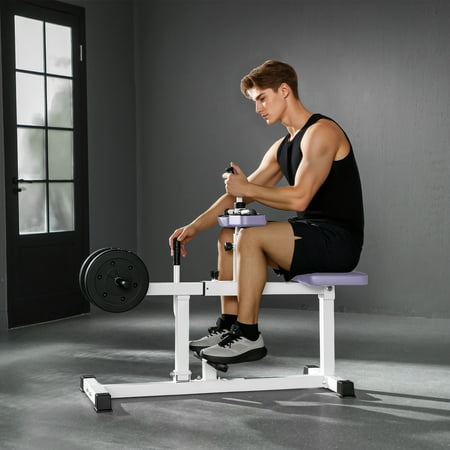 Beyamis Ergonomic Exercise Equipment Adjustable Steel Seated Calf Raise Machine - Heavy Duty Home Gym Gear, Calf Strength Training with Ergonomic Seat, Purple