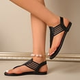 thumbnail image 5 of ssuyfkrb Black Sandals for Women,Womens Sandals Comfortable,Womens Shoes Sandals,Open Toe,Sequin,Flat Heel,Casual,Black,S, 5 of 9