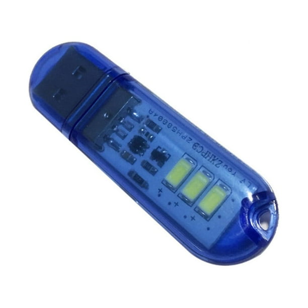 Bewildely Mini luces LED USB, 3 cuentas, luz nocturna para exteriores, lámpara de lectura, dormitorio, 5V, 1,5 W, PC, portátil, teléfono Iluminación y accesorios Azul