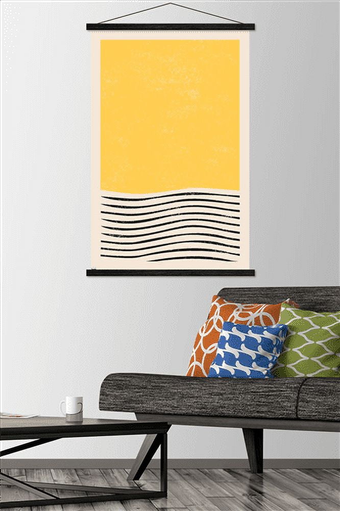 Geometric - Yellow Wall Poster with Wooden Magnetic Frame, 22.375" x 34"