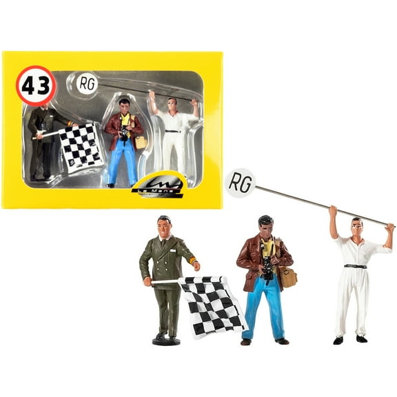 Set of 3 Figurines Robert Photographer, Leon Swen Race Director & Manfred The Mechanic for 1/43 Scale Models Le Mans Miniatures