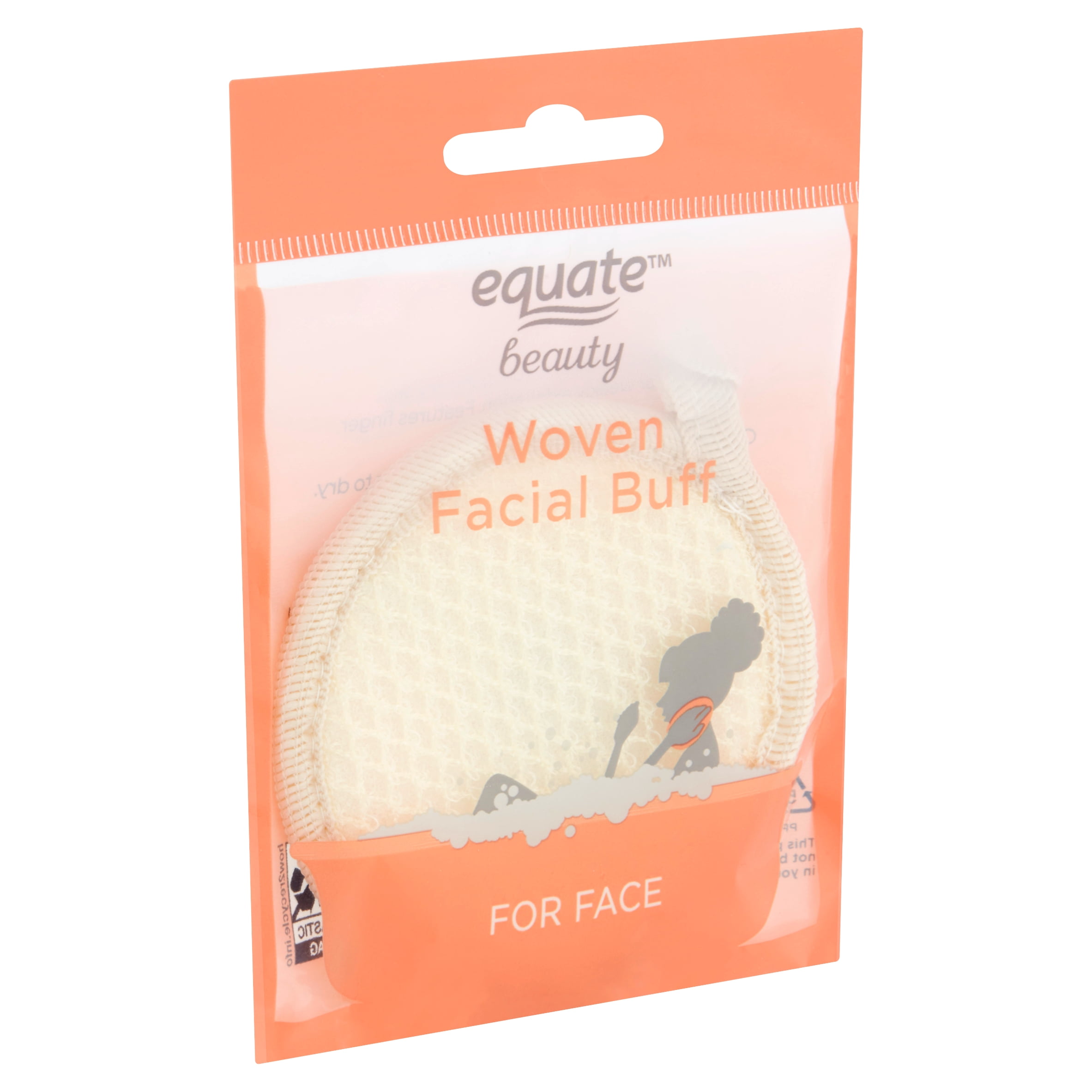 Equate Beauty Woven Facial Buff Sponge,  White, 1 Count