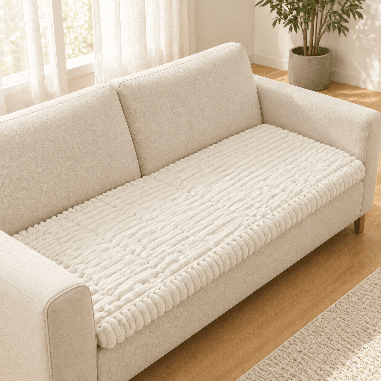 Beige 27.6 x 59 Pet Sofa & Chair Protector Flannel Anti-Slip Furniture Cover