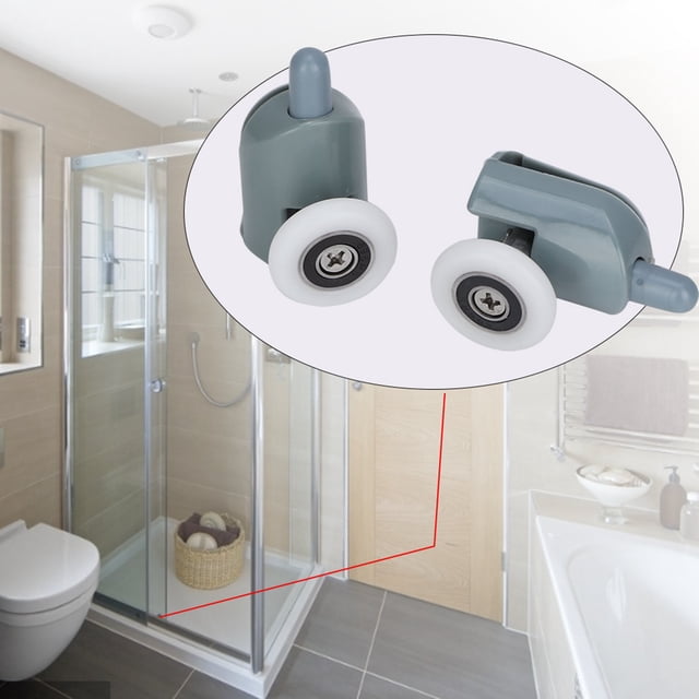 Roue Inférieure de Porte de Douche, 4 Rouleaux Inférieurs pour Portes en Verre de 5mm Ou 6mm, Roues Résistantes, Glissement Fluide pour la Plupart des Douches, Armoires de Cabine à Vapeur