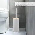 thumbnail image 4 of AYNEFY Juego de baño de 6 piezas, accesorios de baño modernos, inodoro, accesorios de baño, kit de baño, dispensador de jabón, portacepillos de dientes, jabonera, taza, juego de portaescobillas, bote de basura, bambú + PP (negro), 4 of 7