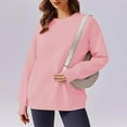 thumbnail image 2 of Pxxlle Oversized Sweatshirts for Women Fall Long Sleeve Sweatshirt with Thumb Hole Casual Round Neck Pullover Tops Solid Color Drop Shoulder Sweatshirts Pink XXL, 2 of 9