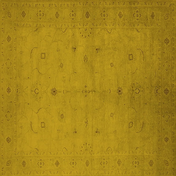 Ahgly Company Indoor Square Oriental Yellow Industrial Area Rugs, 5' Square