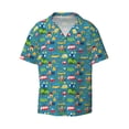 thumbnail image 2 of Lsque Cars Transportation print Men's Cuban Collar Short Sleeve Shirt Summer Beachwear Casual Button Down Fashionable Vacation Leisure Shirt-3X-Large, 2 of 7